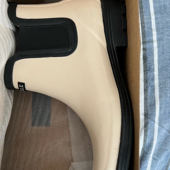 New in box; Aigle brand cream & black trim rain boots. Made in France - Picture 8 of 9